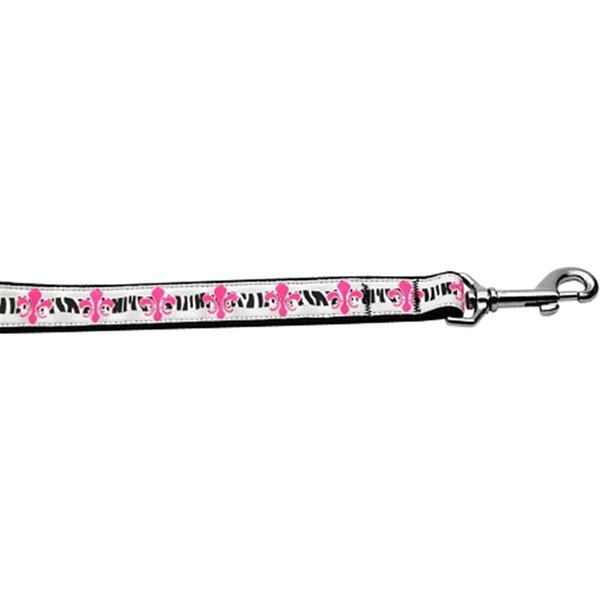 Mirage Pet Products 0.37 in. Wide 6 ft. Long Pink Fleur de Lis Nylon Dog Leash 125-101 3806